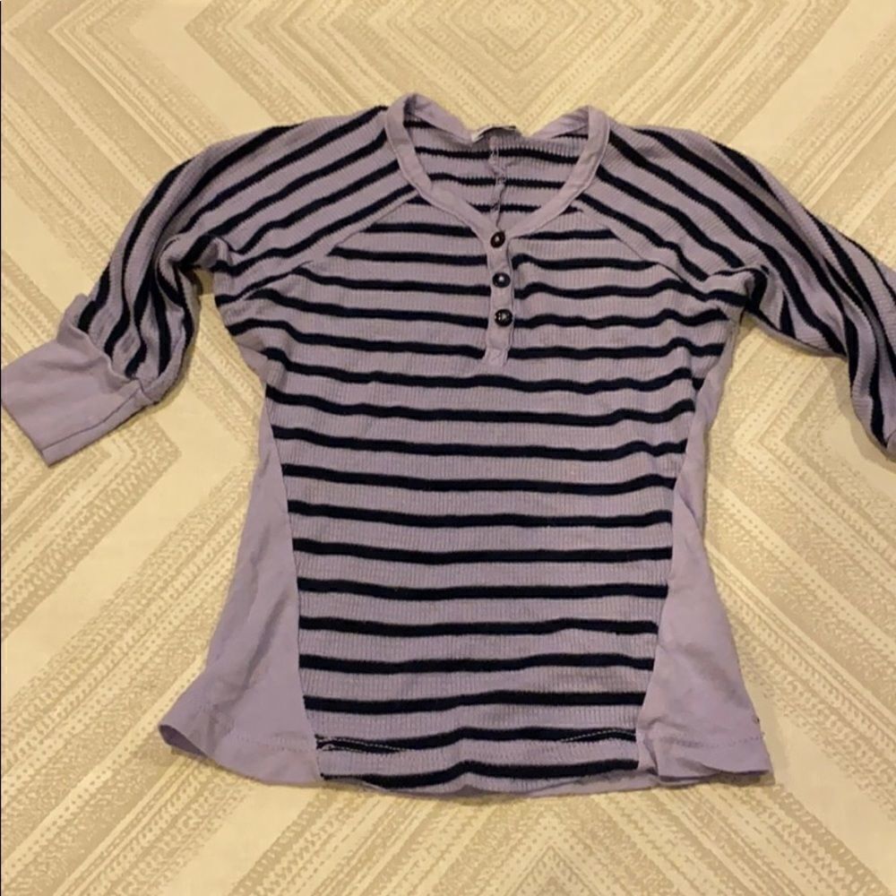 Splendid Girls Light Purple & Black Striped Top